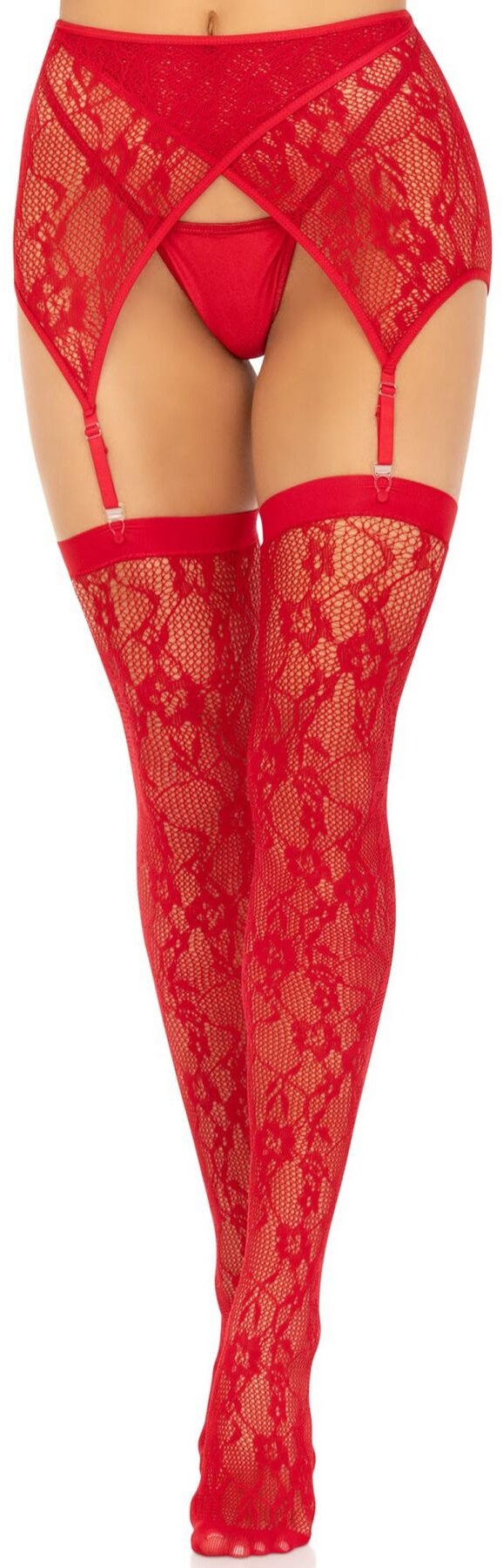 

Чулки Leg Avenue Leg Avenue Lace thigh highs & garterbelt Red One Size