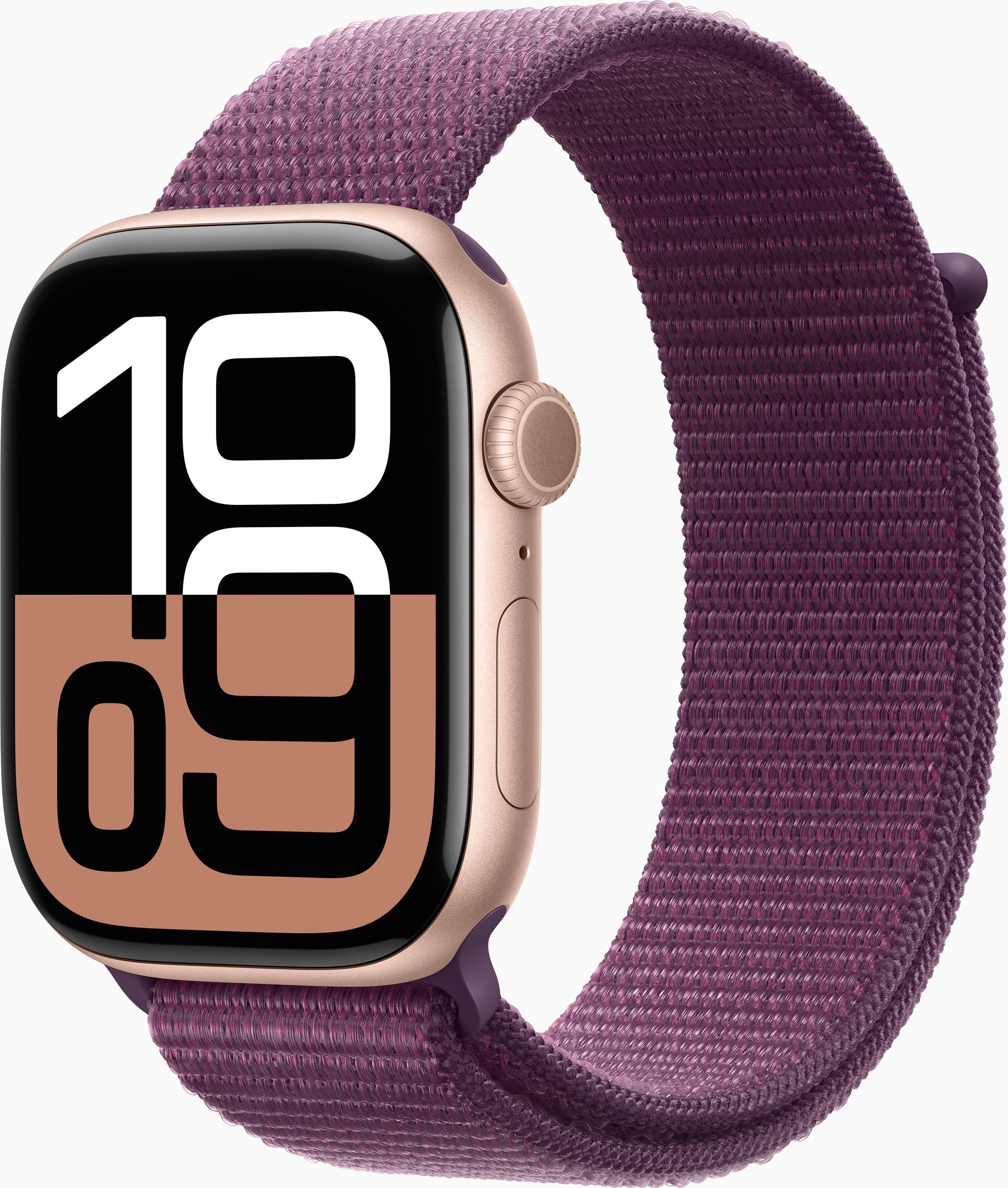 Акція на Apple Watch Series 10 46mm Gps Rose Gold Aluminium Case with Plum Sport Loop (MWWV3) від Stylus