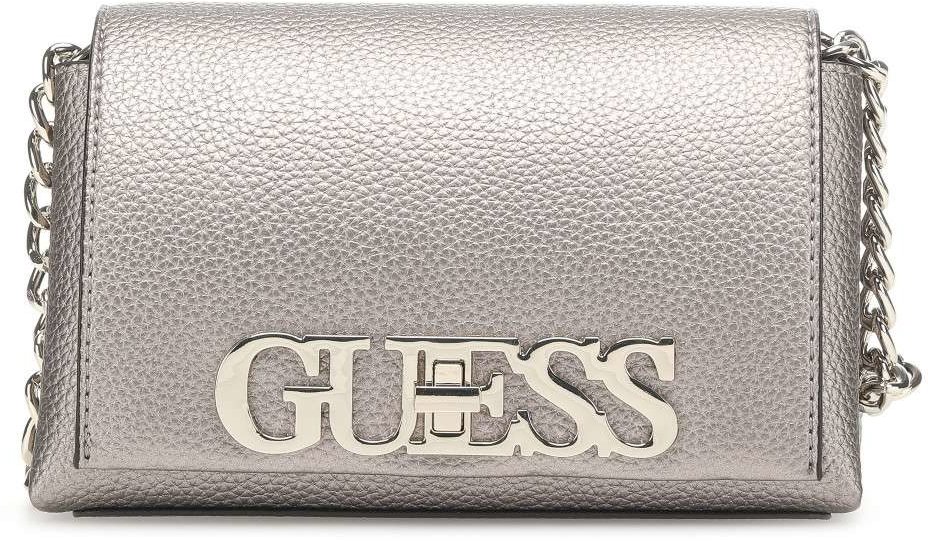 

Женская сумка через плечо Guess Uptown Chic Mini Xbody Flap серебристая (HWMG7301780-PEW)