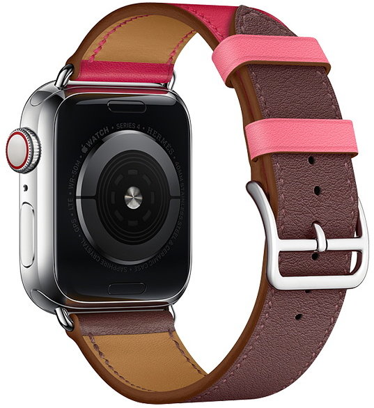 

COTEetCI W36 Short Fashion Leather Band Bordeaux, Rose Extreme with Rose Azalee (WH5260-44-BRR) for Apple Watch 42/44/45/49mm