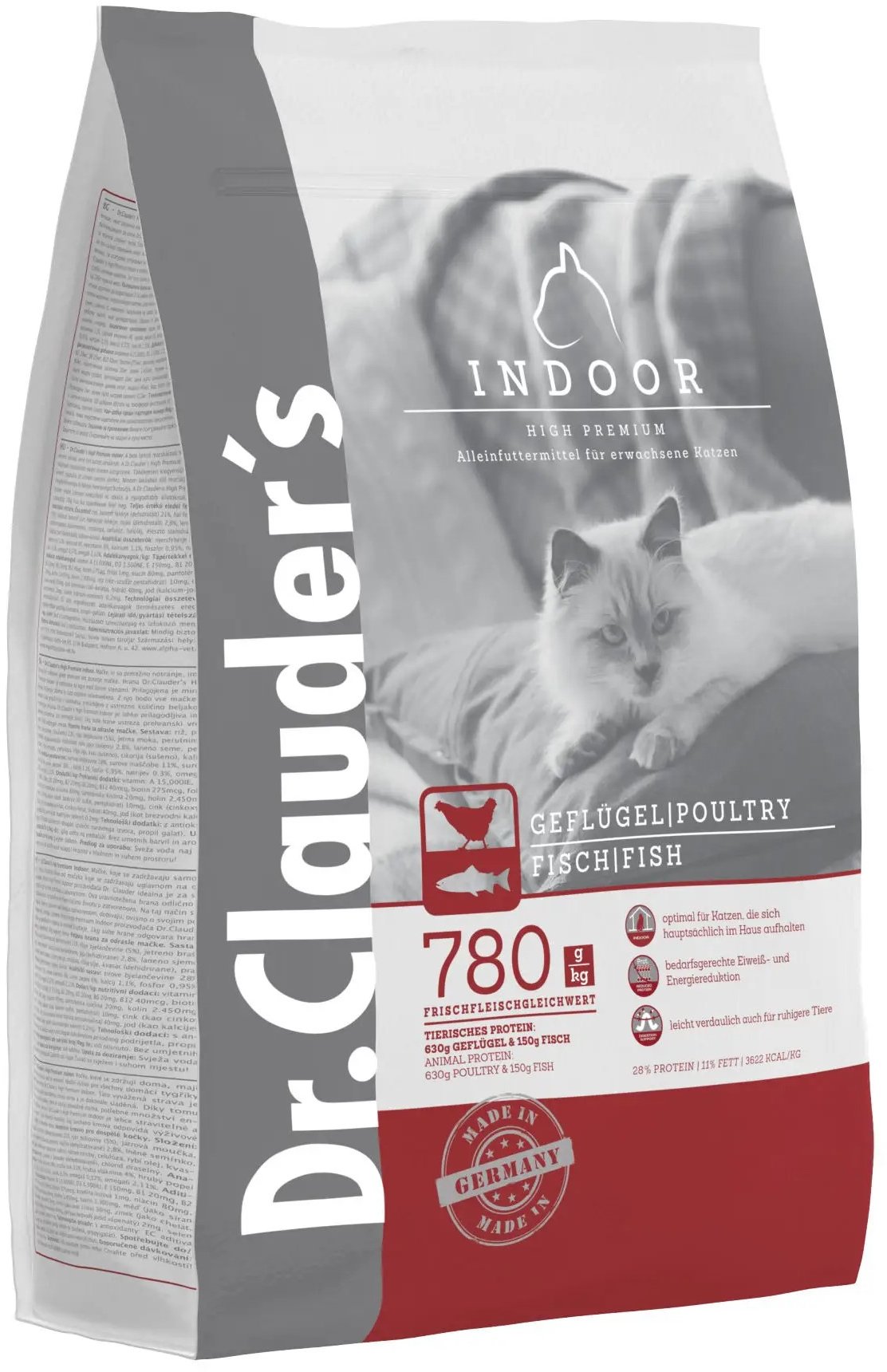 Акція на Сухой корм Dr.Clauder's High Premium Indoor для домашних кошек с лососем и курицей для выведения шерсти 4 кг (21410400) від Stylus