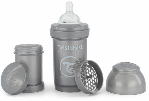 

Антиколікова пляшечка Twistshake із силіконовою соскою 180 ml Pearl Grey (78378)