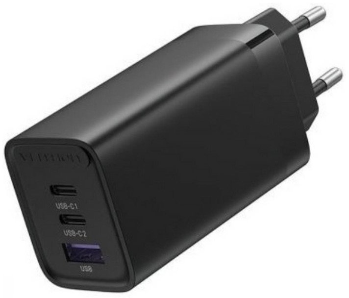 Акція на Vention Wall Charger 2xUSB-C+USB GaN 65W Black (FEDB0-EU) від Stylus