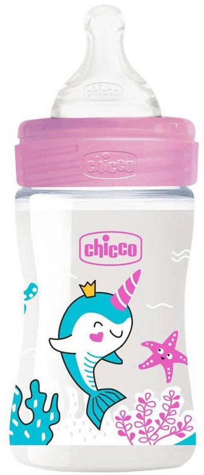 Акция на Бутылочка пластиковая Chicco Well-Being Physio Colors с силиконовой соской, 150 мл, 0м+ розовая (28611.10) от Stylus
