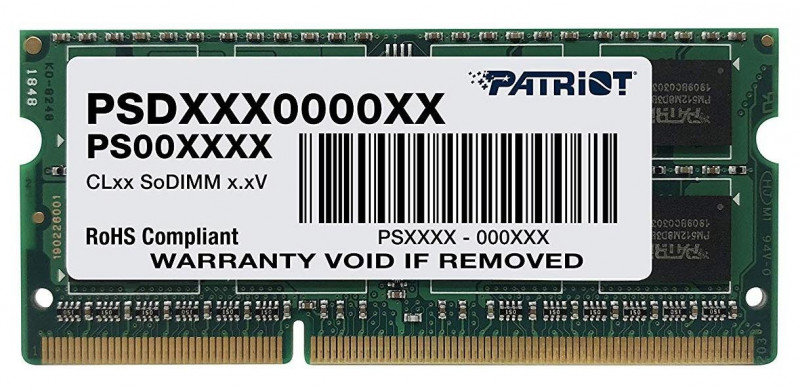 

Patriot 4 Gb SO-DIMM DDR3 1333 MHz (PSD34G13332S)