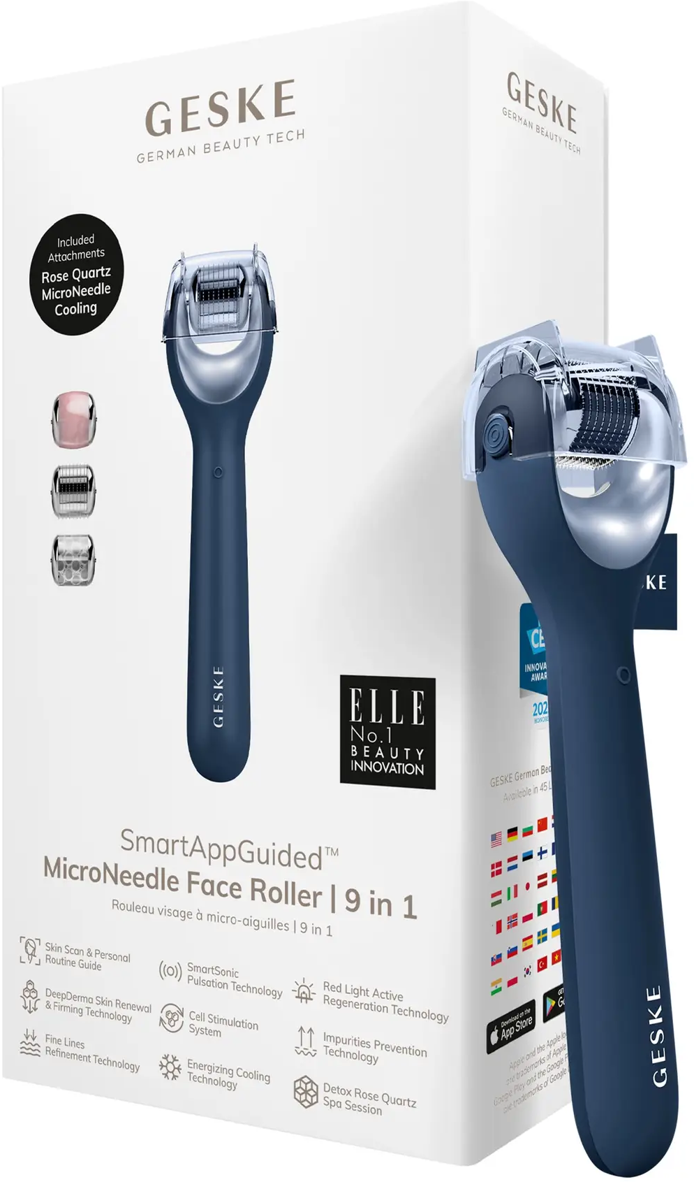 Акція на Электронный роллер для лица с микроиглами Geske MicroNeedle Face Roller 9в1 midnight від Stylus