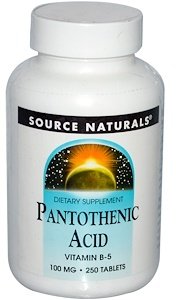 

Source Naturals Pantothenic Acid, 100 mg, 250 Tab