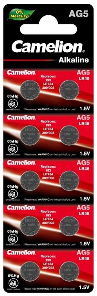 

Camelion AG5 / LR754 / LR48 / V5GA Alkaline 10шт (AG5-BP10)