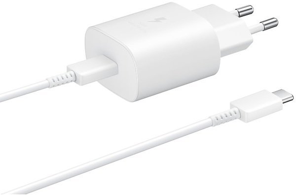 Акція на Samsung USB-C Wall Charger with Cable USB-C 25W White (EP-TA800XWEGRU) від Y.UA
