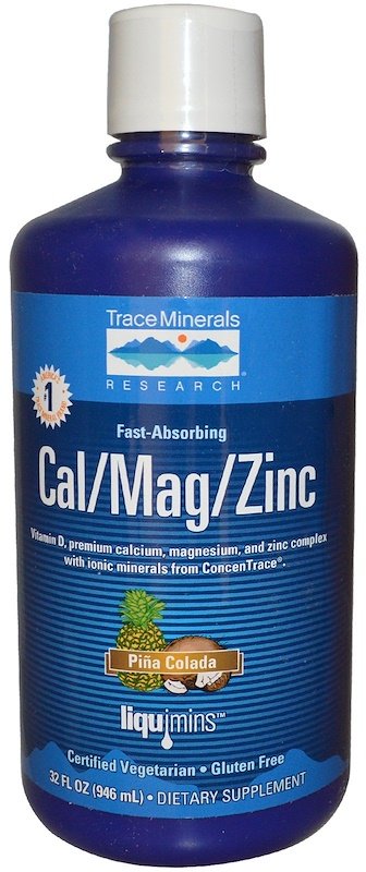 

Trace Minerals Research, Cal/Mag/Zinc, Piña Colada, 32 fl oz (946 ml) (TMR-00044)