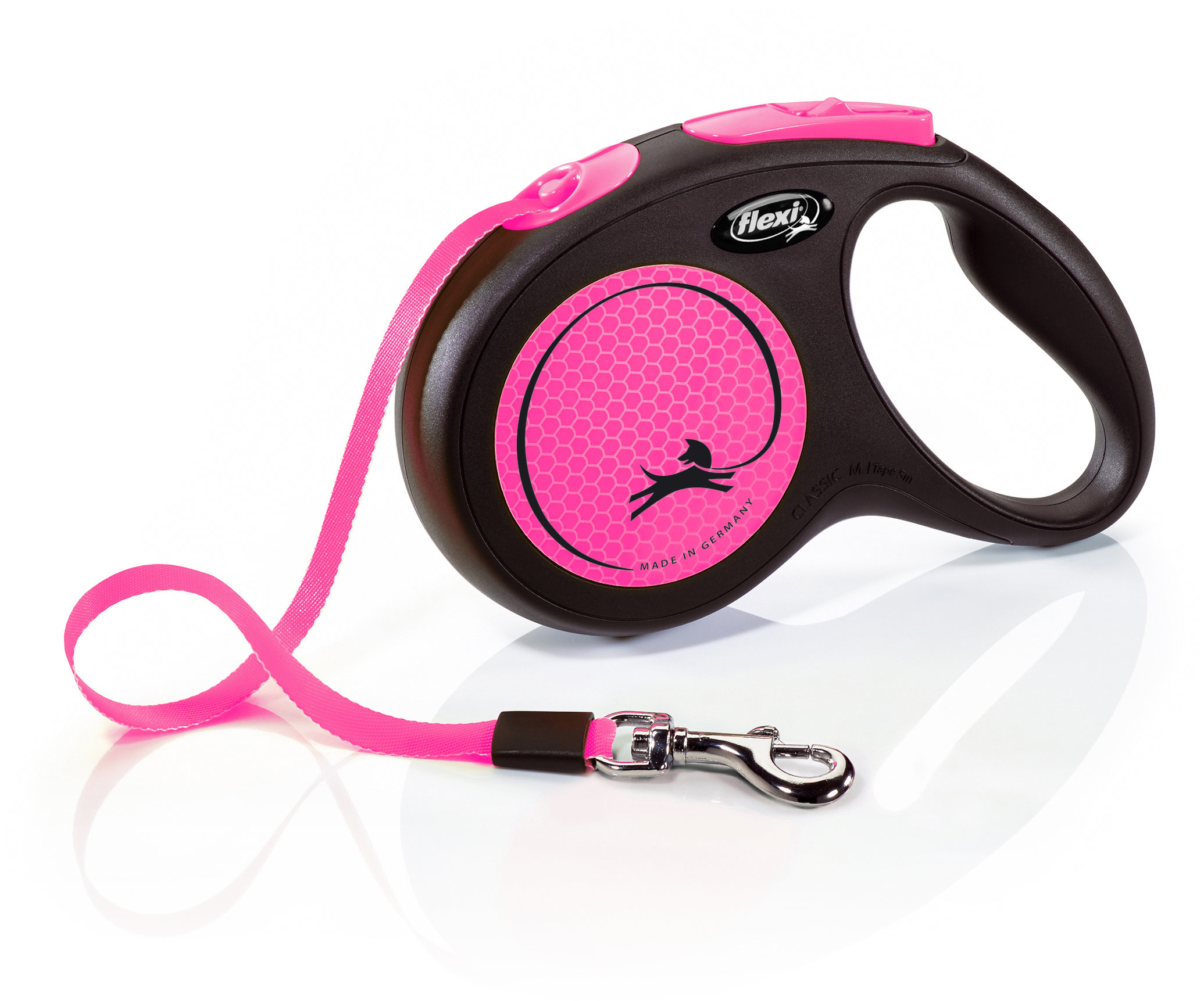 Акція на Поводок-рулетка для собак Flexi New Neon S лента 5 м до 15 кг розовый (32022) від Stylus