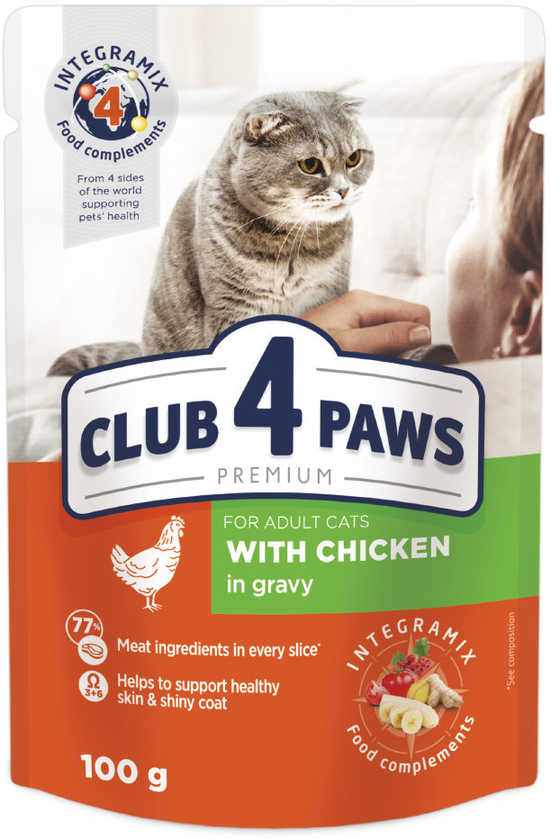 Акція на Влажный корм Club 4 Paws Premium Adult cats для взрослых кошек с курицей в соусе 24х100 г (4820083908910) від Stylus