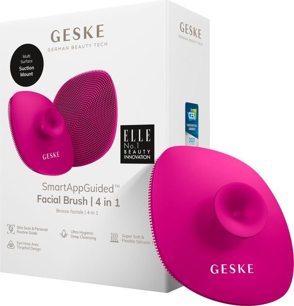 Акція на Щетка для лица Geske Facial Brush 4 в 1 Magenta с держателем (GK000038MG01) від Stylus