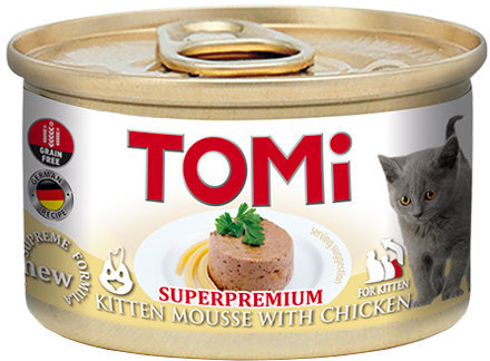 

Консервы TOMi For Kitten with Chicken 85 g мусс для котят, с курицей (53314)