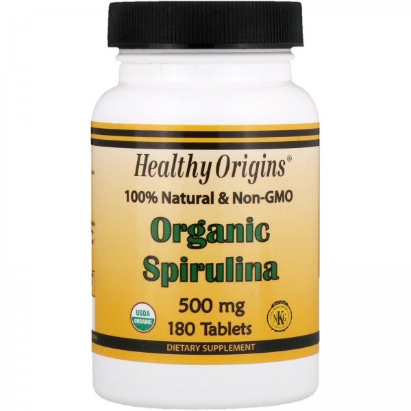 

Healthy Origins Organic Spirulina 500 mg Спирулина органическая 180 таблеток