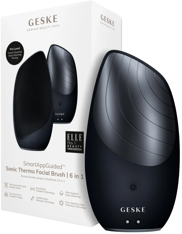 

Електронна звукова термощітка для обличчя Geske Sonic Thermo Facial Brush 6в1 black