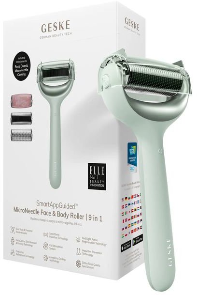 Акція на Роллер для игловой мезотерапии лица и тела Geske MicroNeedle Face&Body Roller 9в1 green від Stylus