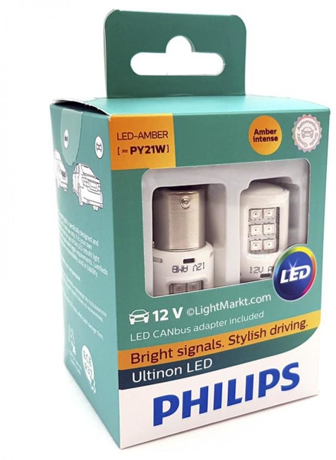 

Лампы светодиодные Philips PY21W Led 12V + Smart Canbus 11498ULAX2 White