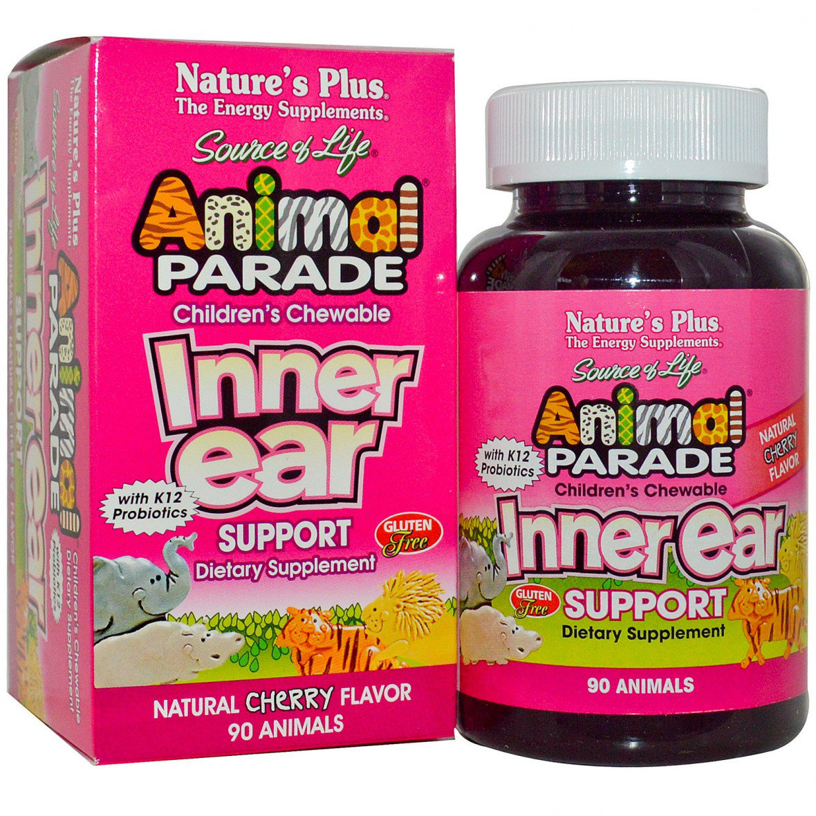 

Natures Plus Animal Parade Inner Ear 90 chewables Комплекс для поддержки внутреннего уха для детей, вишня