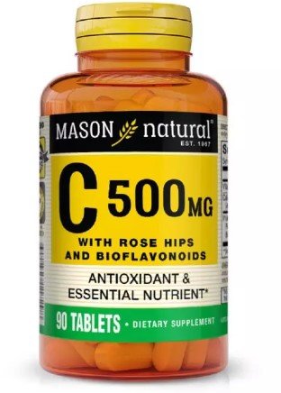 

Mason Natural Vitamin C 500 mcg With Rose Hips and Bioflavonoids Витамин С 90 таблеток