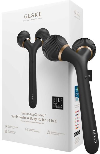 Акція на Звуковой ролик для лица и тела Geske Sonic Facial & Body Roller 4 в 1 Gray (GK000041GY01) від Stylus