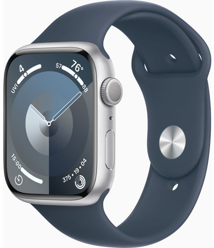 

Apple Watch Series 9 45mm Gps Silver Aluminum Case with Storm Blue Sport Band - M/L (MR9E3) Approved Вітринний зразок