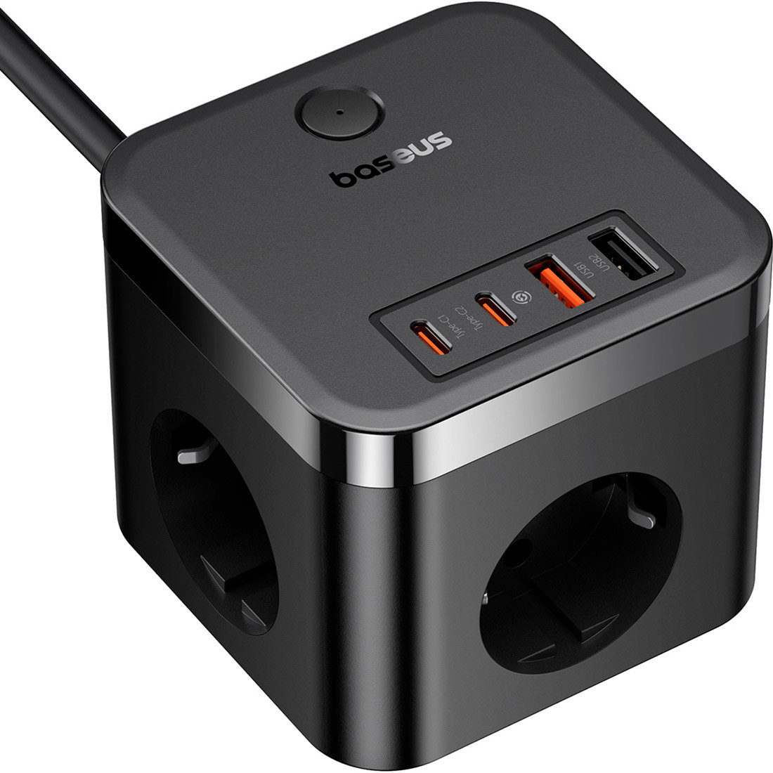 Акція на Baseus Wall Charger 3AC+2xUSB+2xUSB-C PowerCombo Cube Power Strip 30W 1.5m Black від Stylus