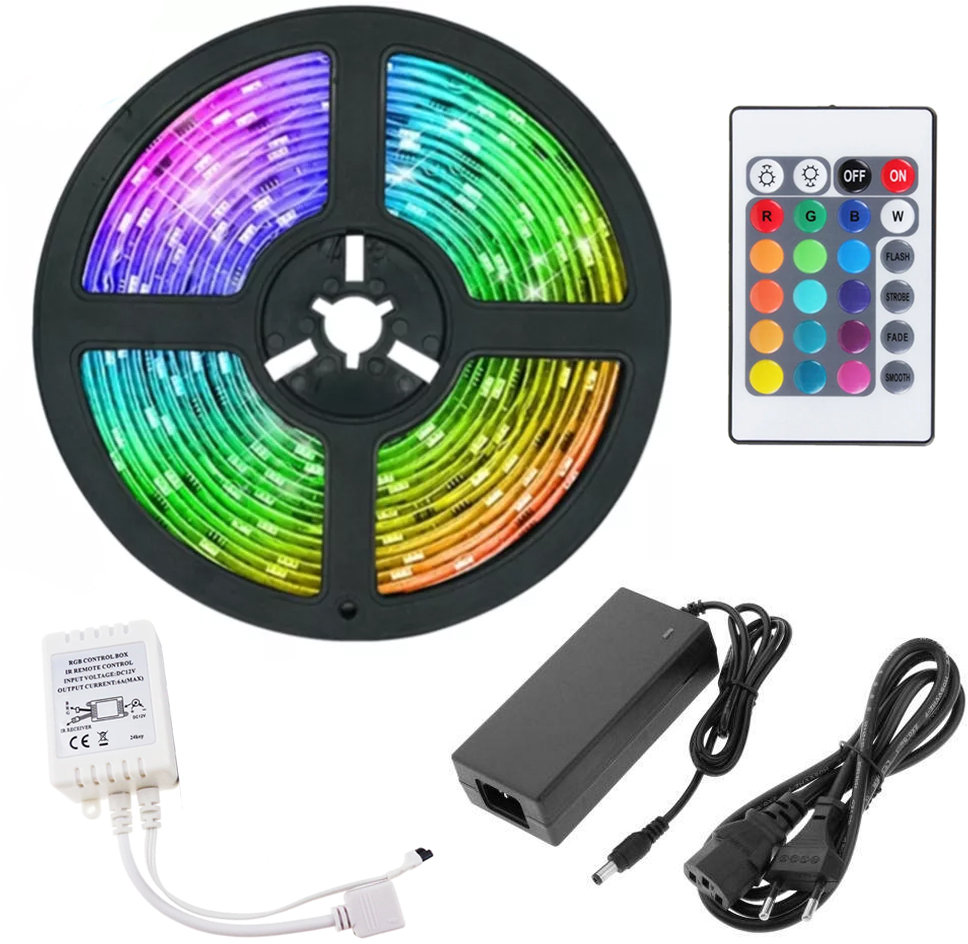 Акція на Светодиодная лента 300 Led Rgb 5м + пульт + блок питания + контроллер Uft LS02 від Stylus