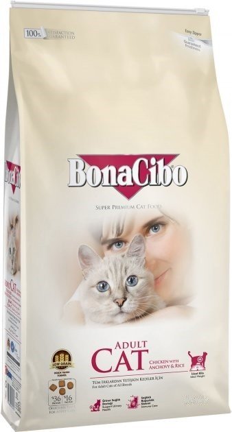 Акція на Сухий корм для котів BonaCibo Adult Cat Chicken&Rice with Anchovy з м'ясом курки, анчоусами та рисом (BC405642) від Y.UA