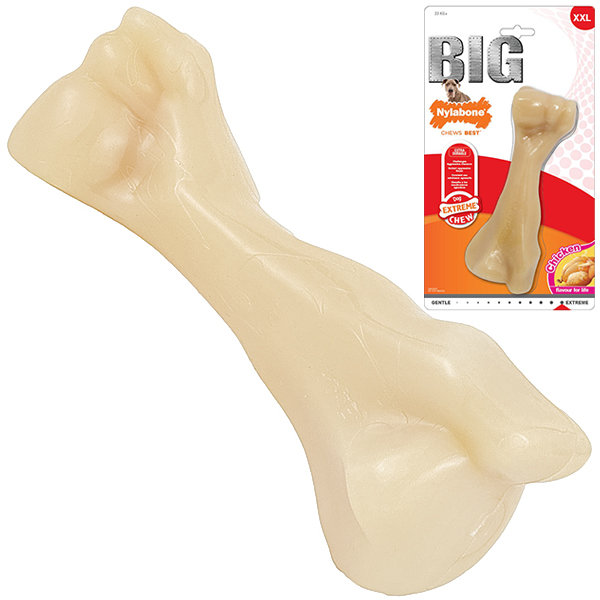 Акція на Іграшка Nylabone Extreme Chew Big Bone для собак жувальна, смак курки 17.5x7x6 см бежева (81302) від Y.UA