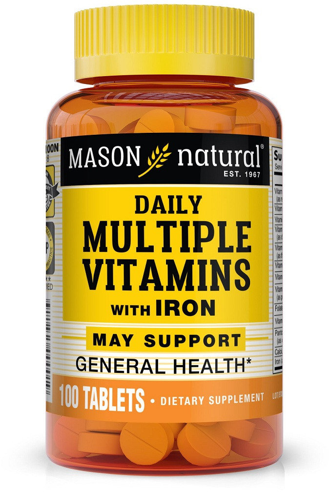 

Mason Natural Daily Multiple Vitamins With Iron Мультивитамины с железом 100 таблеток