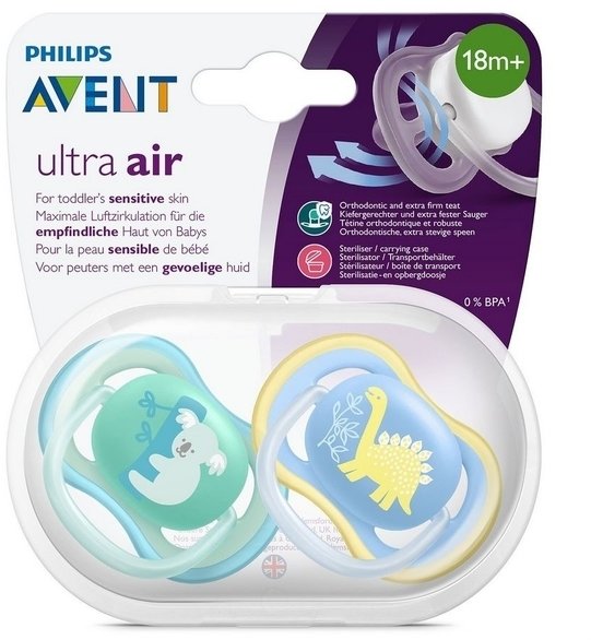 

Пустышка для мальчика Philips Avent Ultra-Air, 18+ мес, 2 шт. (SCF349/11)
