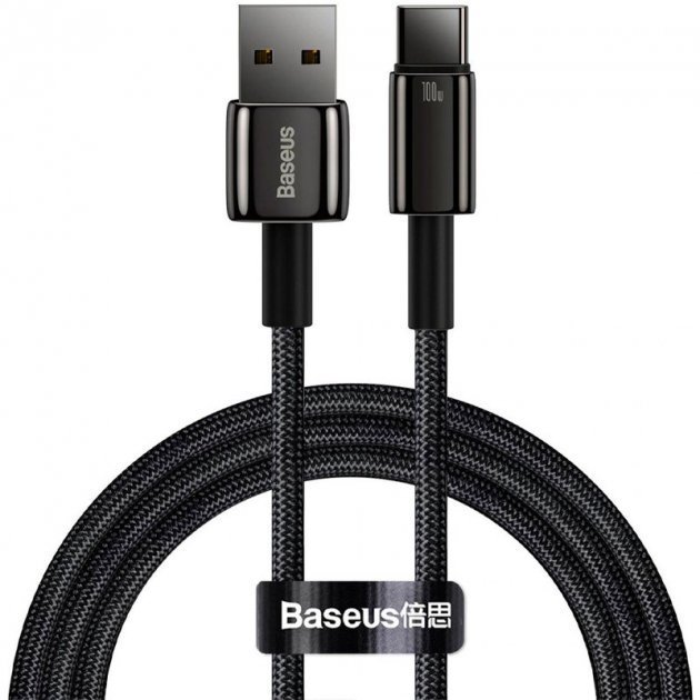 Акція на Baseus Usb Cable to USB-C Tungsten Gold 100W 2m Black (CAWJ000101) від Stylus