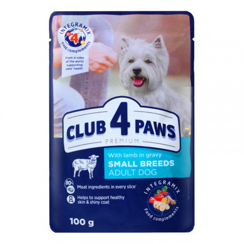 Акція на Влажный корм Club 4 Paws Premium Adult для собак малых пород с ягненком в соусе 24х100 г (4820215363464) від Stylus