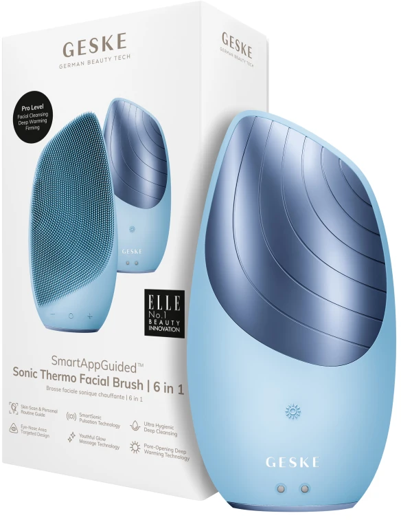 

Електронна звукова термощітка для обличчя Geske Sonic Thermo Facial Brush 6в1 aquamarine