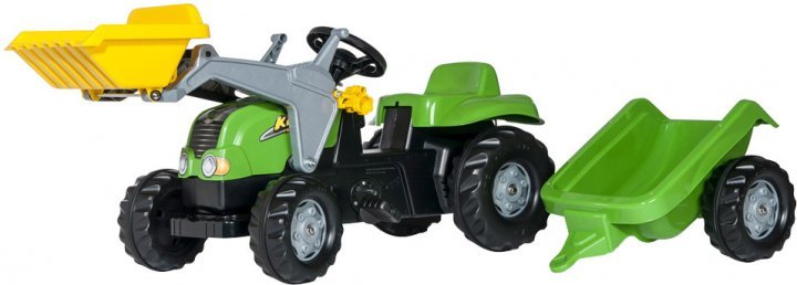 Акция на Трактор с прицепом и ковшом Rolly Toys rollyKid-X Зелёно-жёлтый (023134) от Stylus