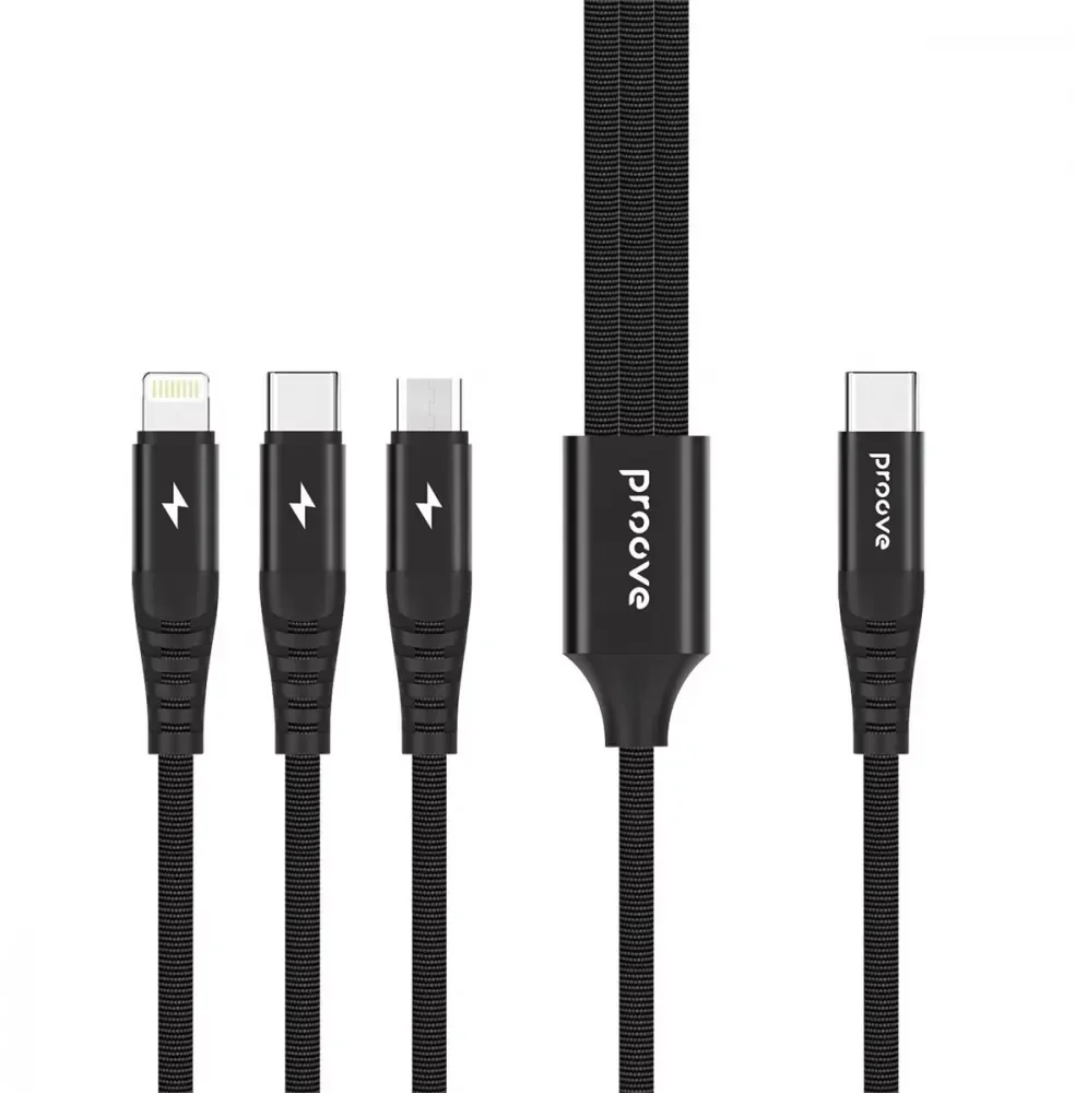 

Proove Cable USB-C to Lightning/microUSB/USB-C Hydra 3 in1 1m Black