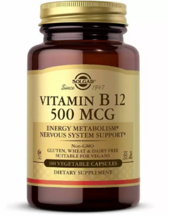 

Solgar Vitamin B12 500 mcg Солгар Вітамін В12 100 вегетаріанських капсул