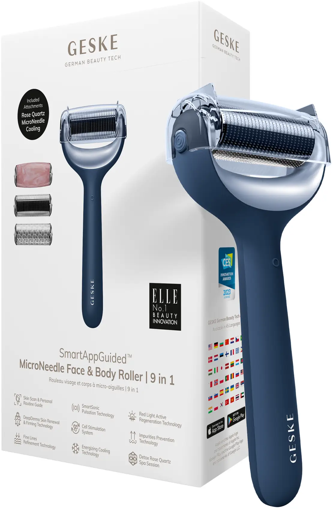 Акція на Электронный роллер для лица и тела с микроиглами Geske MicroNeedle Face&Body Roller 8в1 midnight від Stylus