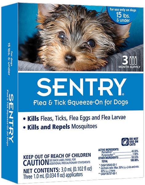 

Капли на холку Sentry от блох, клещей и комаров для собак весом до 7 кг 1 мл (цена за 1 пипетку)