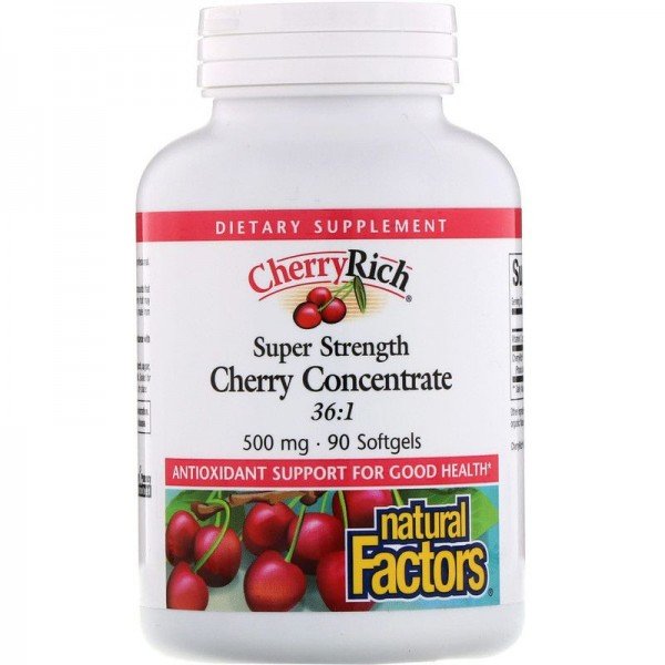 

Natural Factors Cherry Concentrate 500 mg Екстракт дикої вишні 90 гелевих капсул