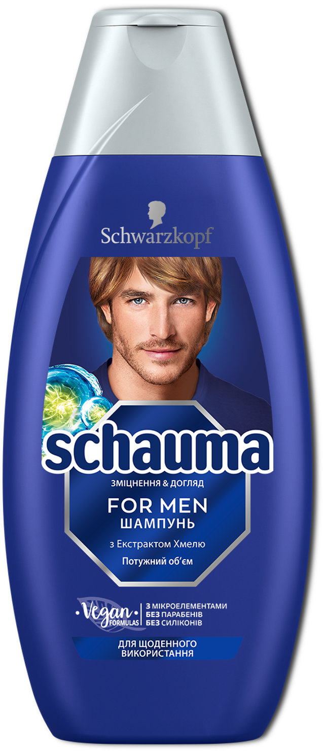 

Schwarzkopf Schauma Men Shampoo With Hops Extract Without Silicone 400 ml Шампунь с экстрактом Хмеля для ежедневного применения