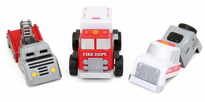Акція на Детский конструктор Popular Playthings машинка (полиция, скорая помощь, пожарная) від Stylus