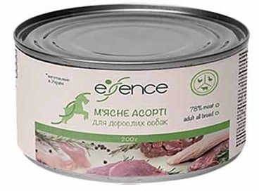 

Влажный корм Essence для взрослых собак мясное ассорти 200 г (1111168520)