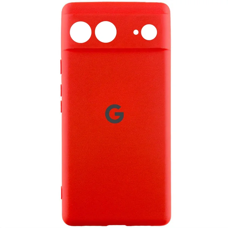 

Lakshmi Premium Silicone Case with Logo Full Camera Red for Google Pixel 7a