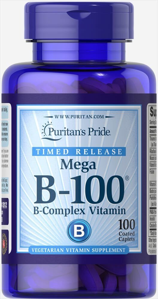 

Puritan's Pride Vitamin B-100 Complex Timed Release 100 Caplets Вітамін B-100 комплекс