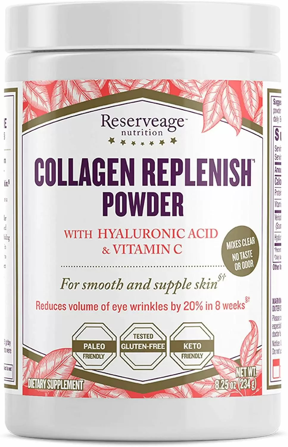 

ReserveAge Nutrition Collagen Replenish Powder Коллаген с гиалуроновой кислотой и витамином C 230 г