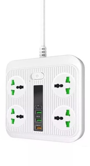 

Мережевий фільтр T18 (4 розетки + 3 Usb + 1 Type-C) 2 метри white