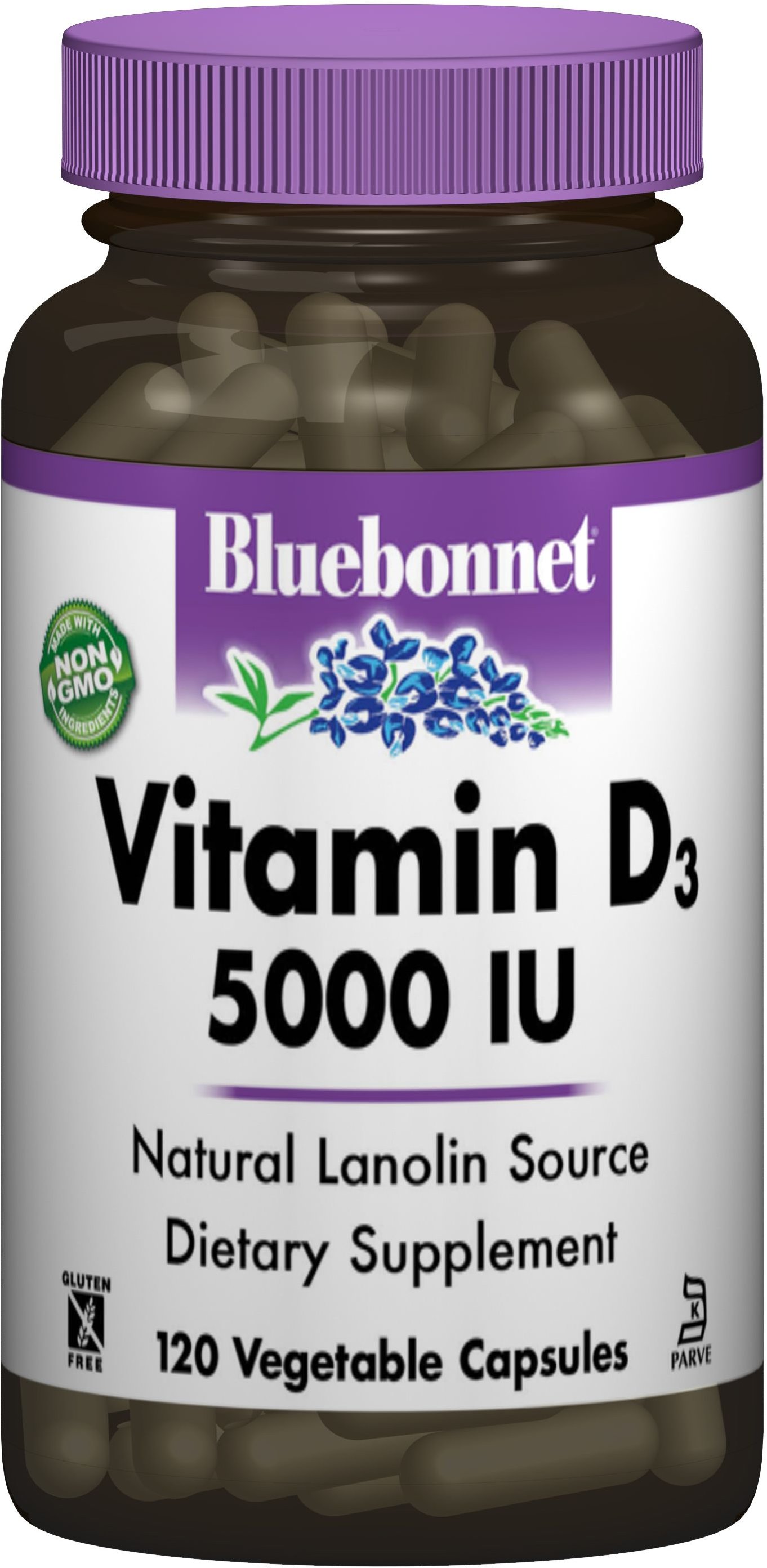 

Bluebonnet Nutrition Vitamin D3, 5000 IU, 120 Vegetable Capsules (BLB0369)