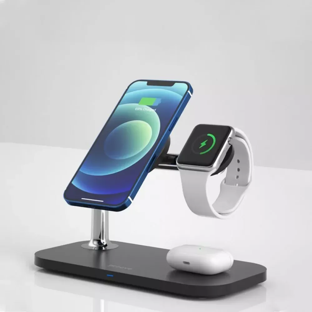 Акція на Proove Wireless Charger Magnetic Field 15W Black for iPhone 15 I 14 I 13 I 12 series, Apple Watch and Apple AirPods від Stylus